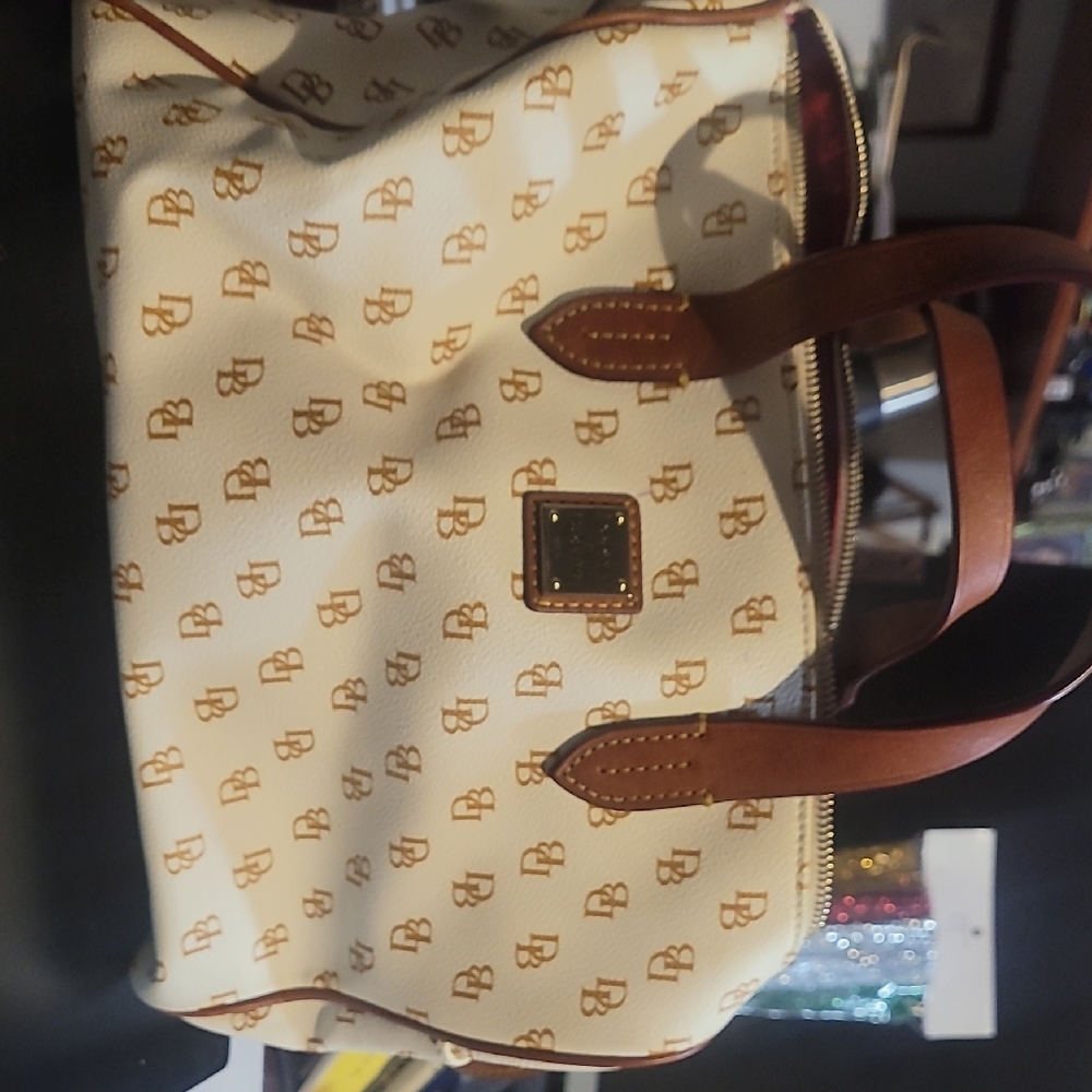 Dooney & Bourke Cream and Tan Logo Tote